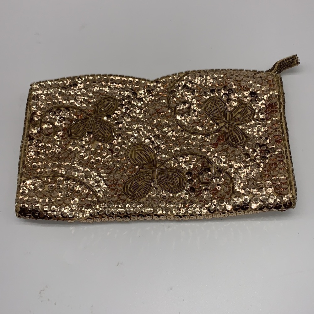La Regale Gold Sequined Clutch